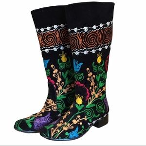 Suzani Floral Embroidered Tall Velvet Boots
